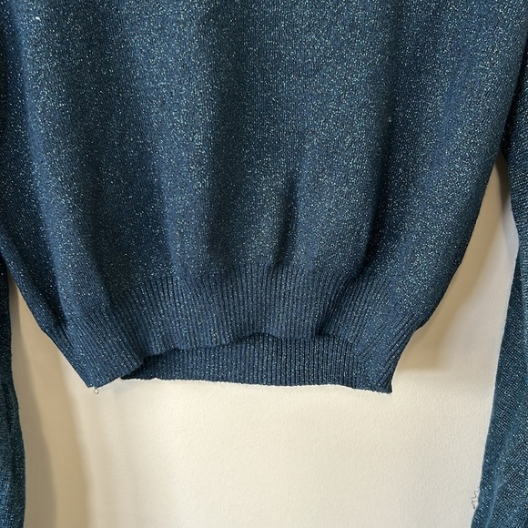 Free People Let It Shine Metallic Sparkle Balloon Sleeve Pullover Sweater Size S - Picture 5 of 14